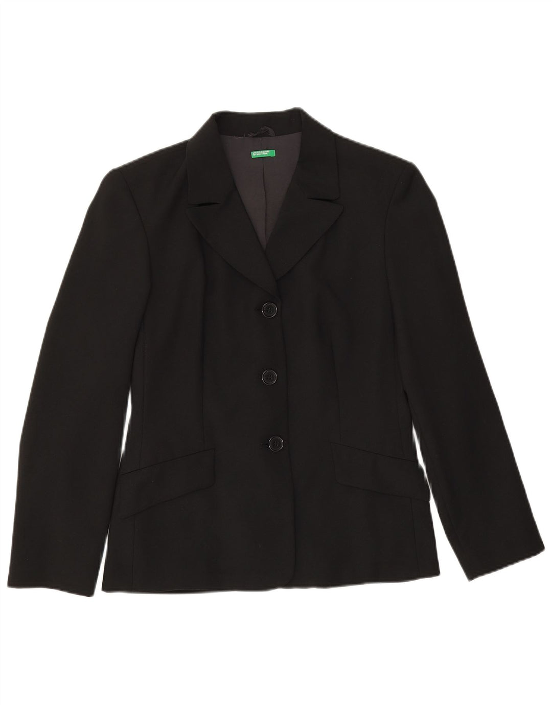 Benetton Γυναικείο Μπουφάν Blazer 3 Κουμπιών IT 42 Μεσαίο Μαύρο Πολυεστέρας