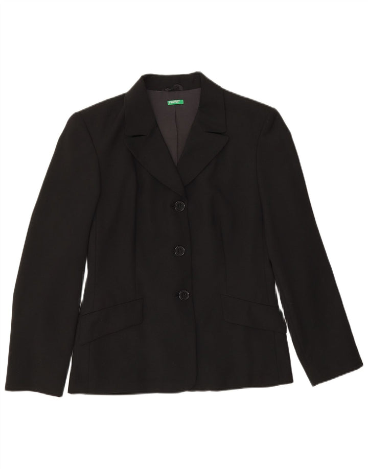 Benetton Γυναικείο Μπουφάν Blazer 3 Κουμπιών IT 42 Μεσαίο Μαύρο Πολυεστέρας