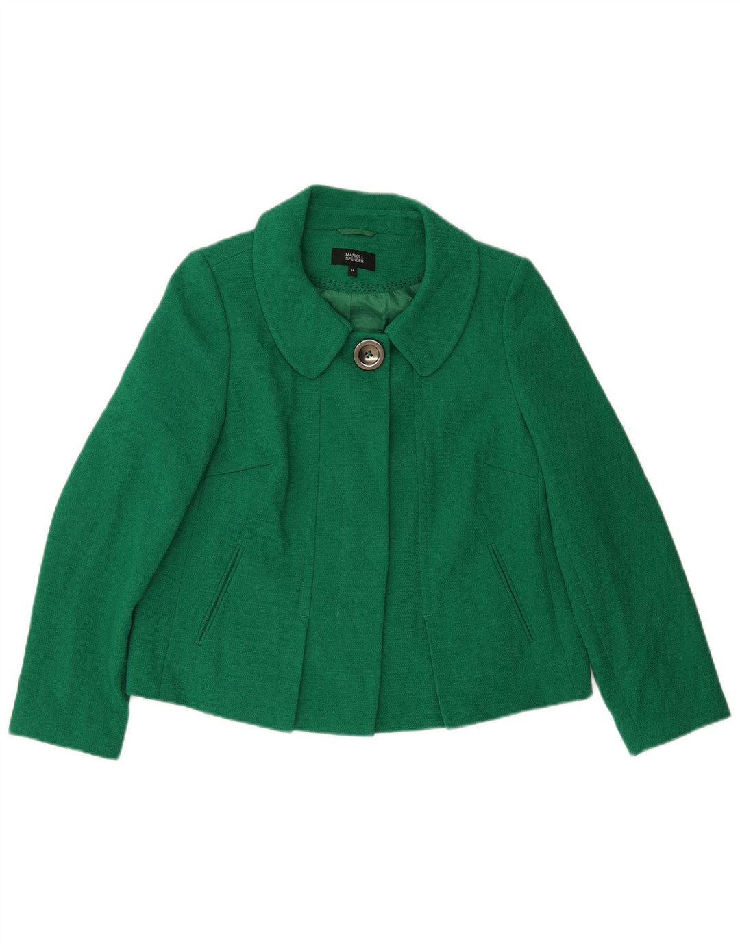 Marks & Spencer Womens Bomber Jacket UK 14 Medium Green Polyester