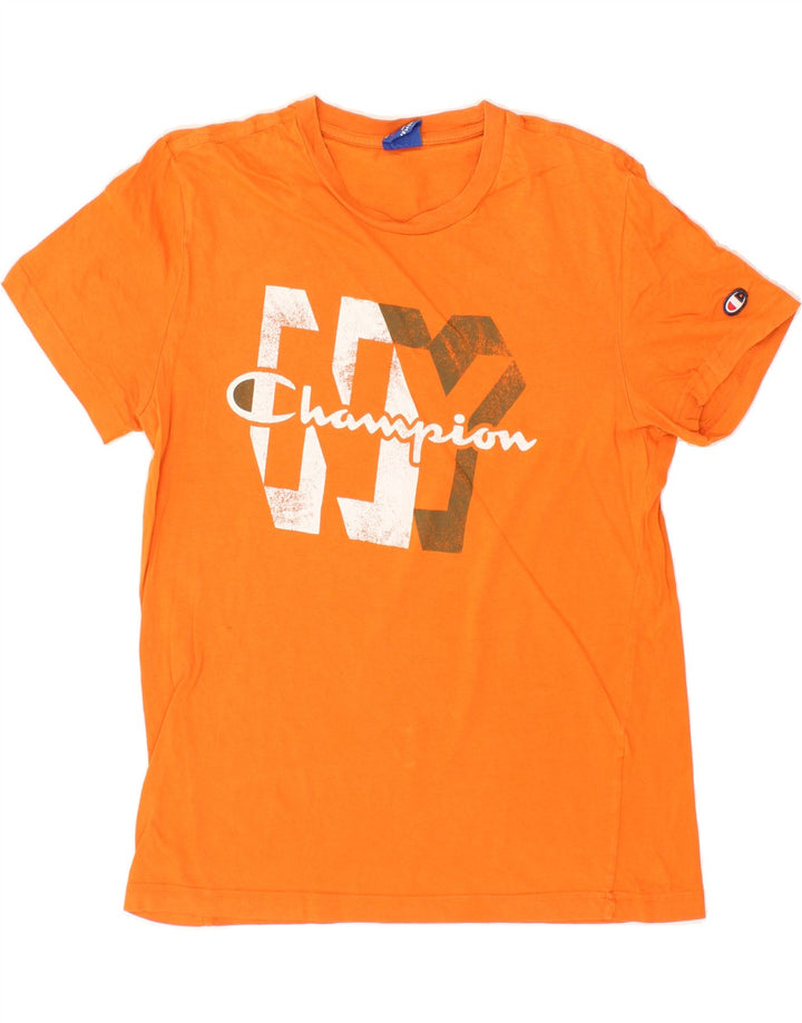 CHAMPION Mens Graphic T-Shirt Top Medium Orange Vintage Champion and Second-Hand Champion from Messina Hembry 