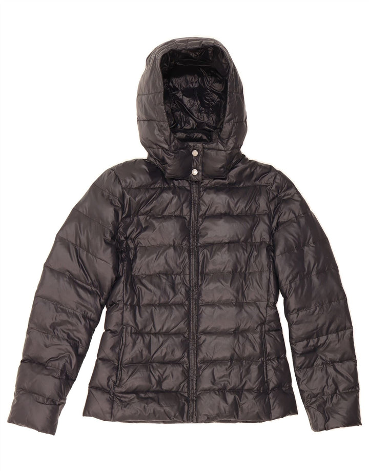 BENETTON Womens Hooded Padded Jacket UK 10 Small Black Polyamide Vintage Benetton and Second-Hand Benetton from Messina Hembry 
