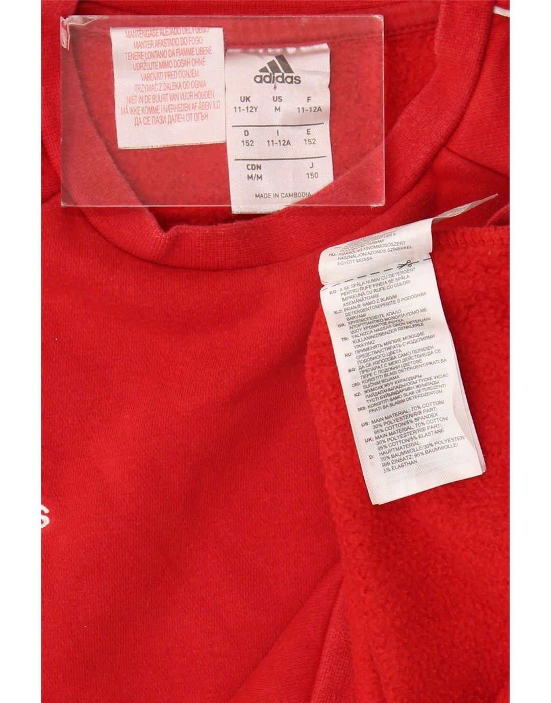 Φούτερ Adidas Boys Jumper 11-12 ετών Κόκκινο βαμβακερό