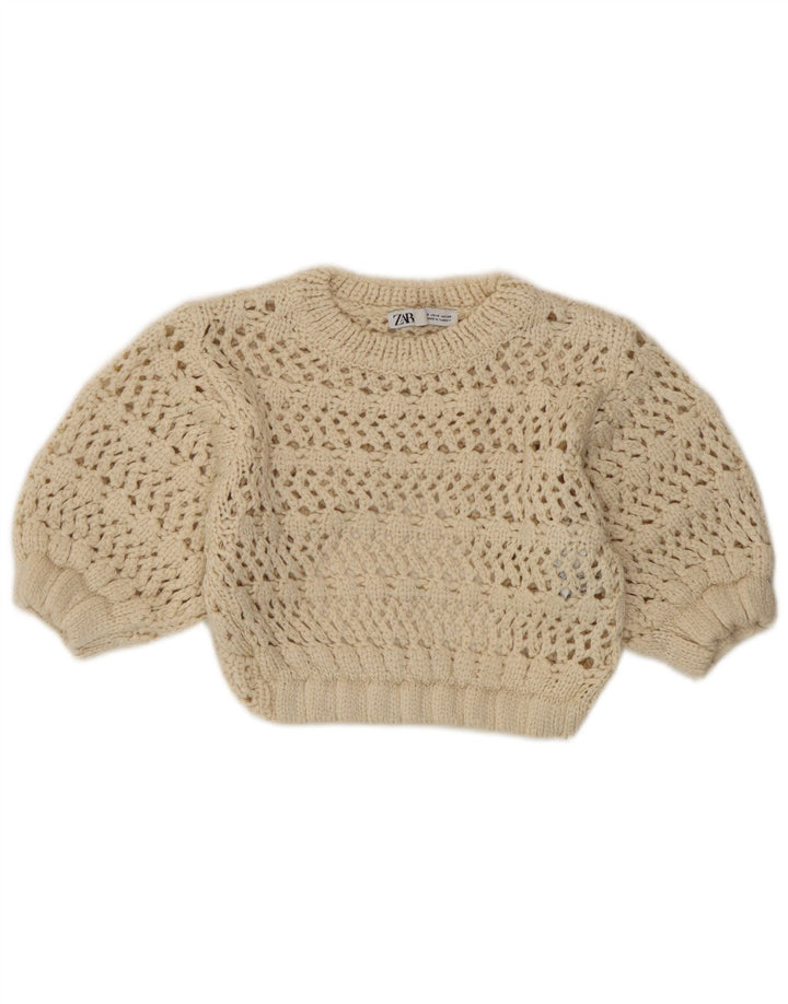 Zara Γυναικείο πλεκτό See Through Top UK 8 Small Beige Acrylic