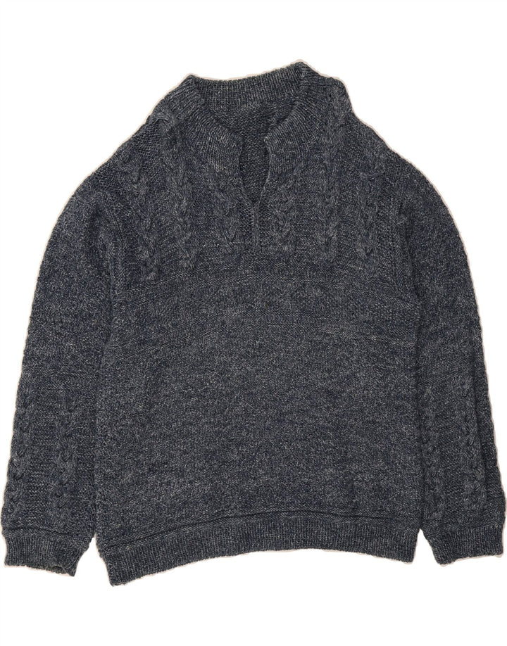 VINTAGE Mens V-Neck Jumper Sweater Medium Grey Vintage Vintage and Second-Hand Vintage from Messina Hembry 