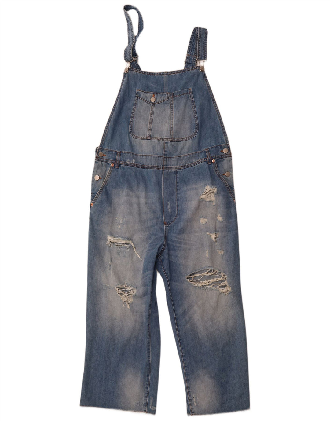 BENETTON Γυναικεία Distressed Dungarees Wide Leg Jeans W36 XL Blue