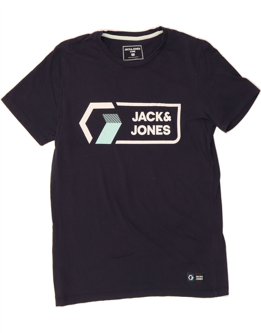JACK & JONES Mens Graphic T-Shirt Top Medium Navy Blue Cotton Vintage Jack & Jones and Second-Hand Jack & Jones from Messina Hembry 
