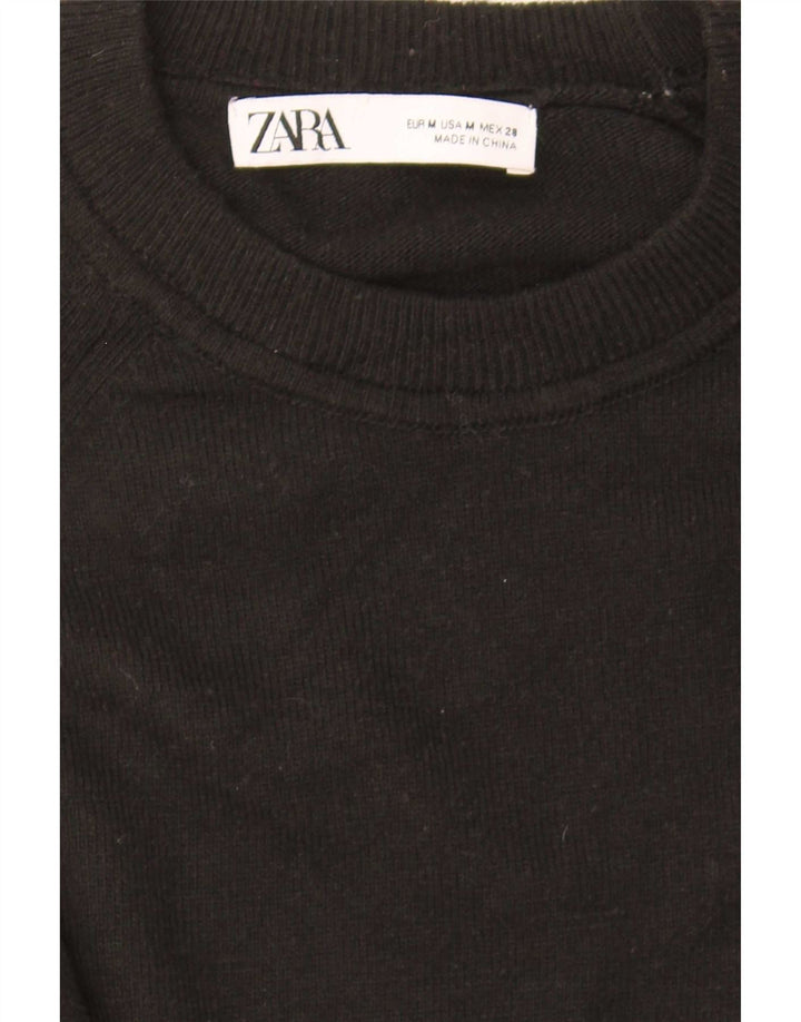 Zara Γυναικείο πουλόβερ Crop Oversized Crew Neck Jumper UK 14 Medium Black