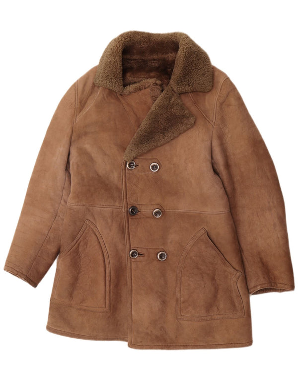 Vintage Ανδρικό Shearling Jacket UK 36 Small Brown