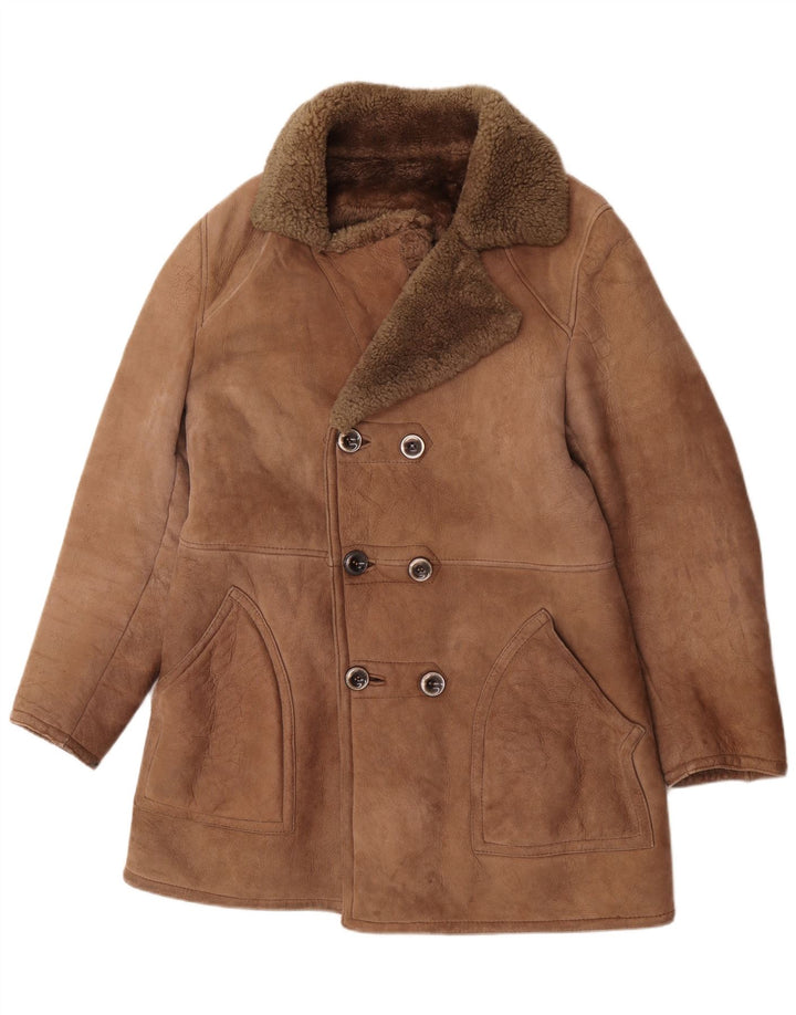 Vintage Ανδρικό Shearling Jacket UK 36 Small Brown