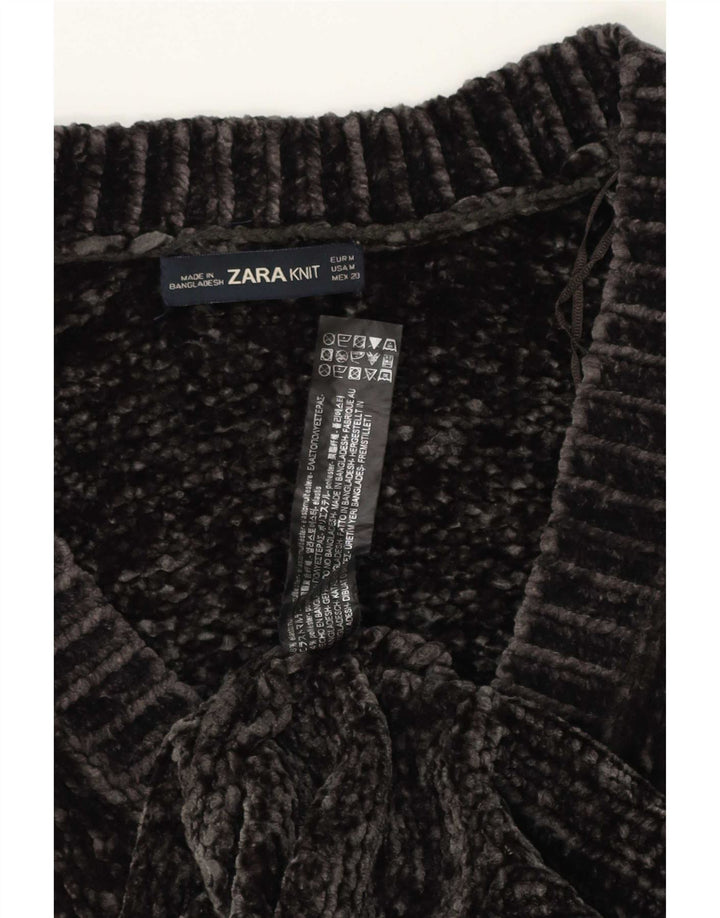 Zara γυναικείο πουλόβερ με μανίκια 3/4 με λαιμόκοψη UK 14 μεσαίο γκρι