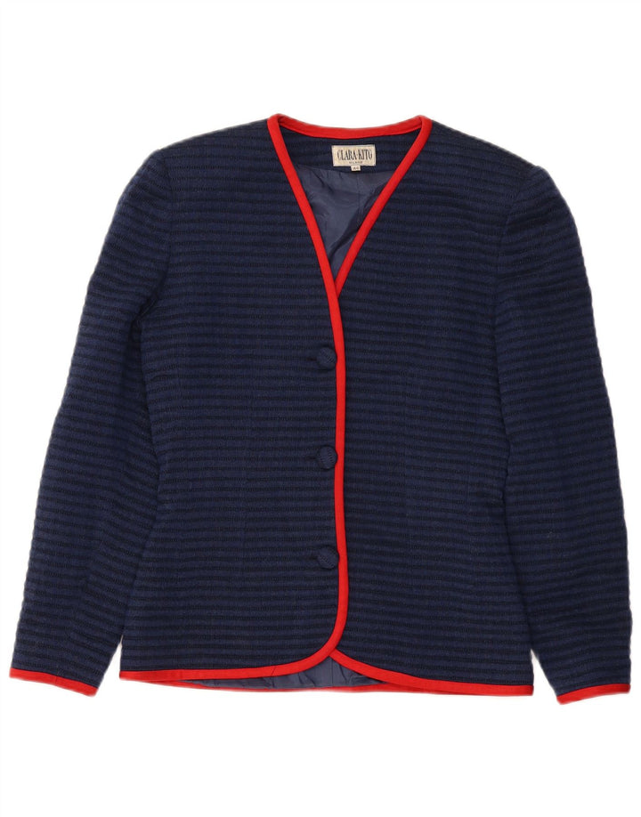 VINTAGE Γυναικείο Μπλέιζερ με 3 κουμπιά μπουφάν IT 44 Μεσαίο Navy Μπλε ριγέ