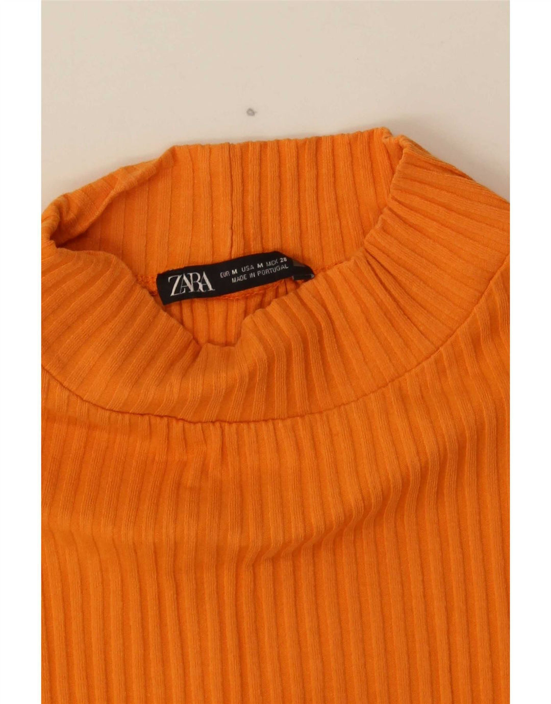 Zara Γυναικείο Crop Top Μακρυμάνικο UK 12 Medium Orange