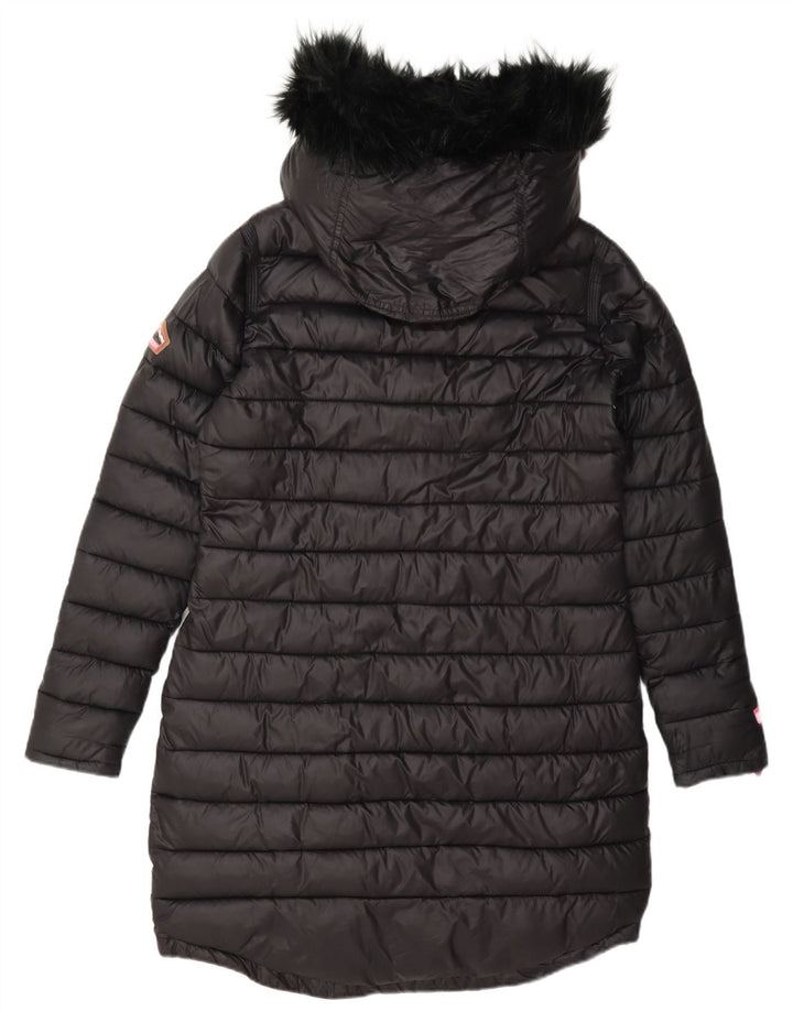Superdry γυναικείο παλτό με κουκούλα με επένδυση UK 12 μεσαίο μαύρο νάιλον