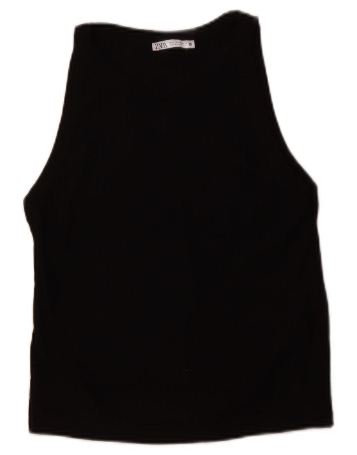 ZARA Womens Sleeveless Crop Top UK 12 Medium Black