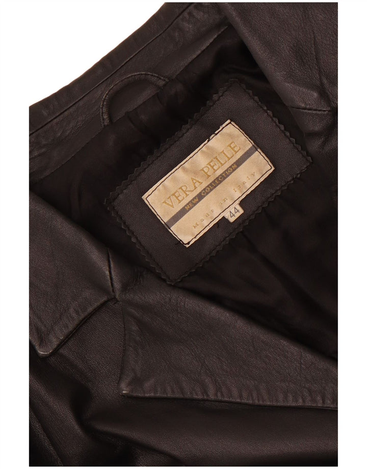 Vintage Γυναικείο Δερμάτινο Παλτό IT 44 Medium Black Leather