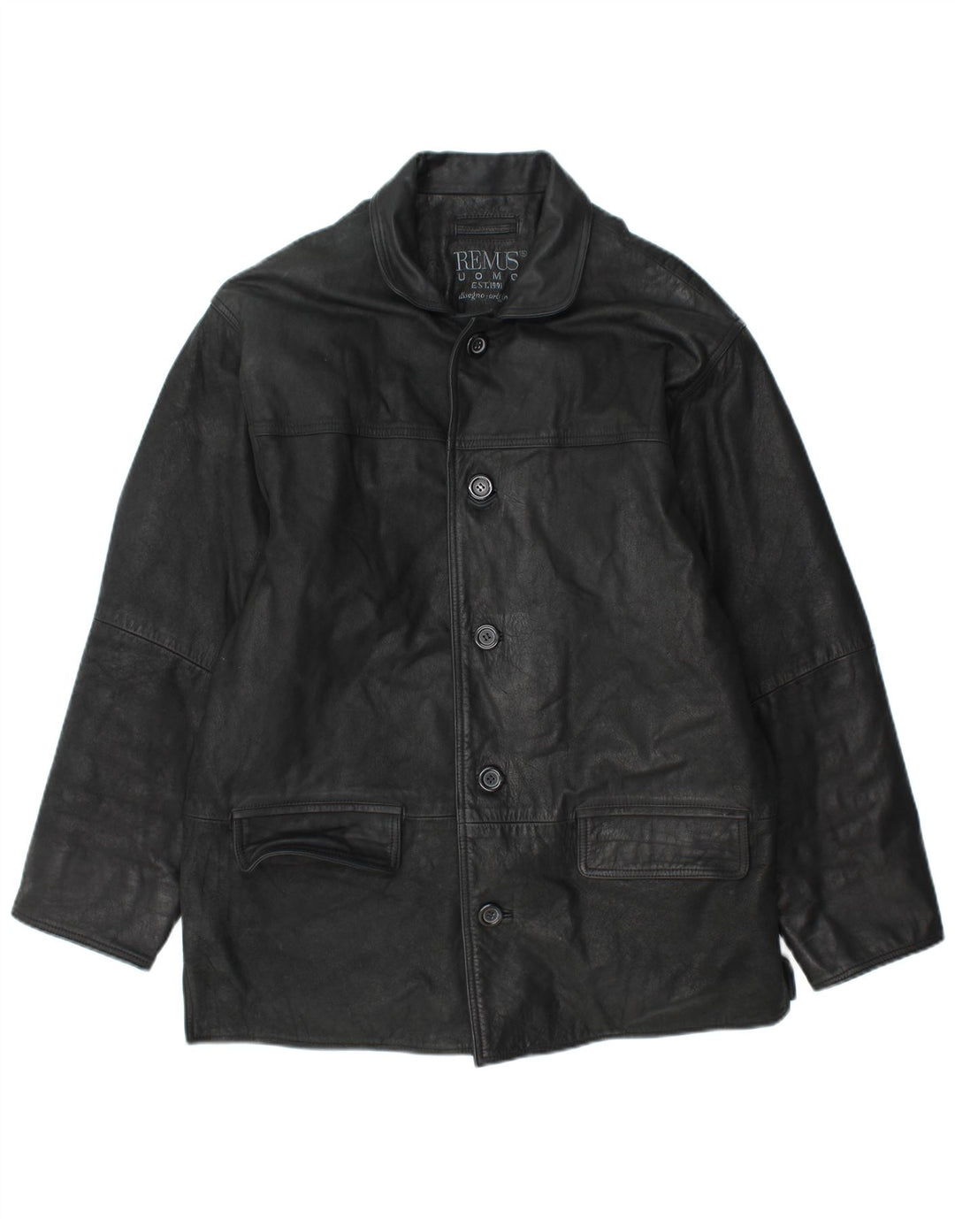 REMUS Ανδρικό Δερμάτινο Παλτό UK 40 Large Black Leather