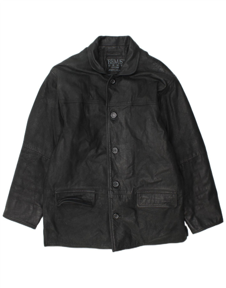 REMUS Ανδρικό Δερμάτινο Παλτό UK 40 Large Black Leather