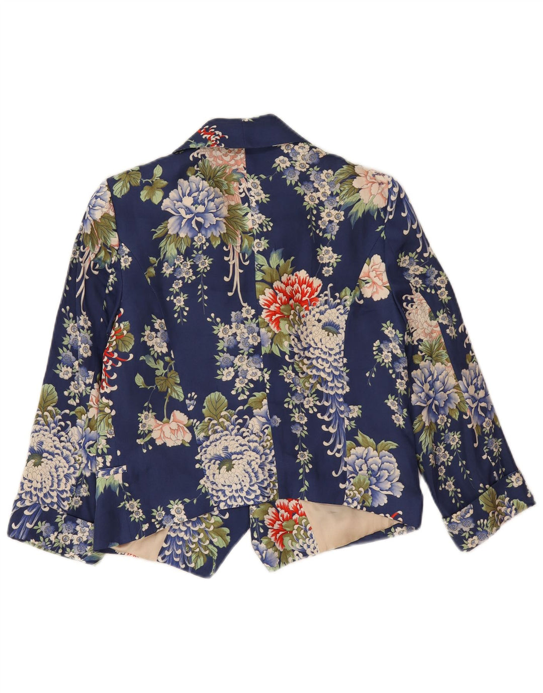 Zara Γυναικείο σακάκι blazer Crop 1 Button UK 14 Medium Navy Blue Floral