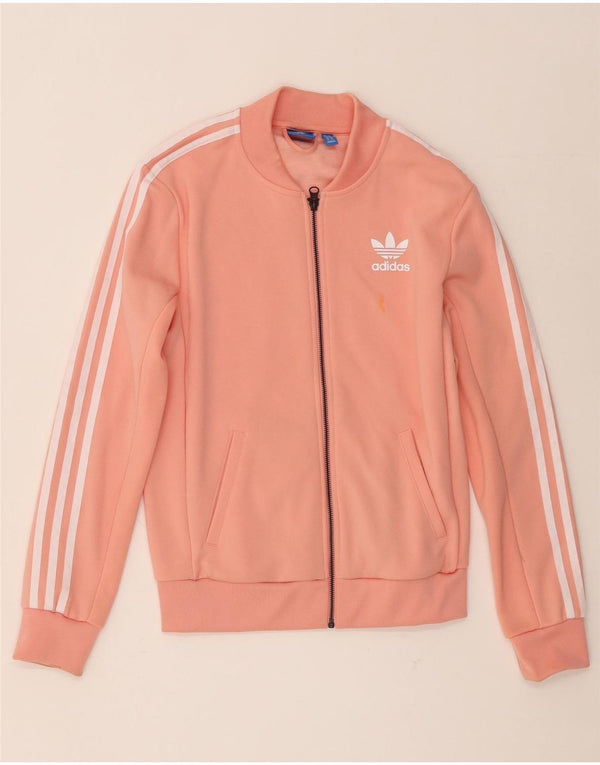 Γυναικεία αθλητική φόρμα γραφικών Adidas Top Jacket UK 6 XS Orange Polyester
