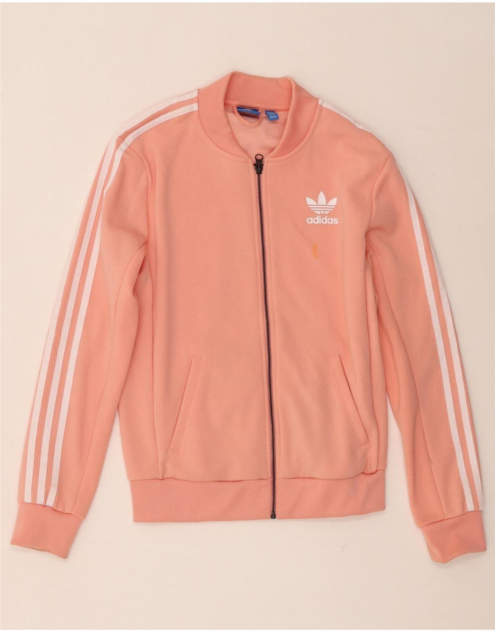Γυναικεία αθλητική φόρμα γραφικών Adidas Top Jacket UK 6 XS Orange Polyester