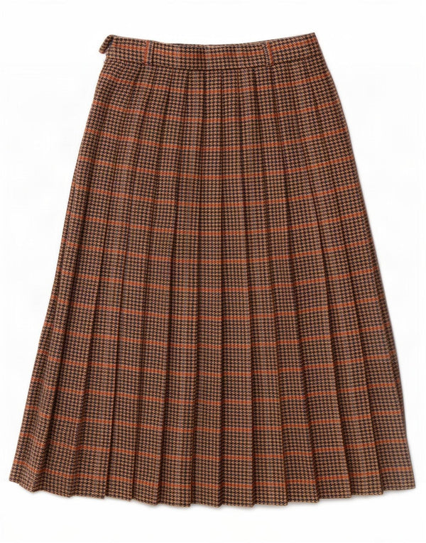 Γυναικεία πλισέ φούστα Avoca Μεσαία W28 Καφέ Houndstooth New Wool