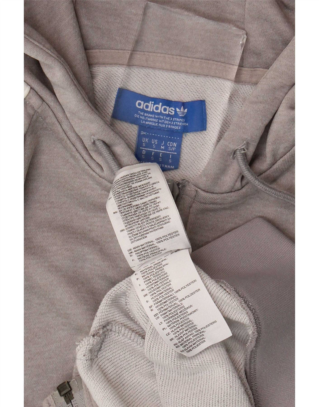 Ανδρικό πουλόβερ με κουκούλα με φερμουάρ Adidas Μικρό γκρι πολυεστέρα