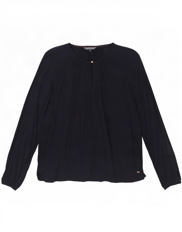 Tommy Hilfiger Womens Top Long Sleeve US 6 Medium Navy Blue Viscose