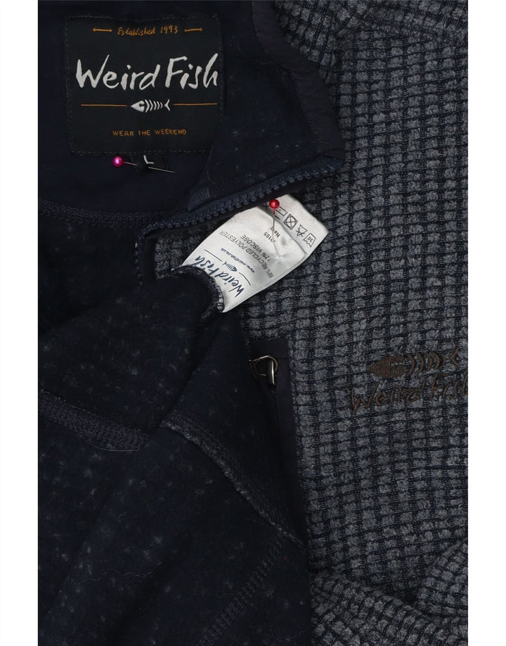 Weird Fish Mens Fleece Jacket Large Navy Blue Polyester