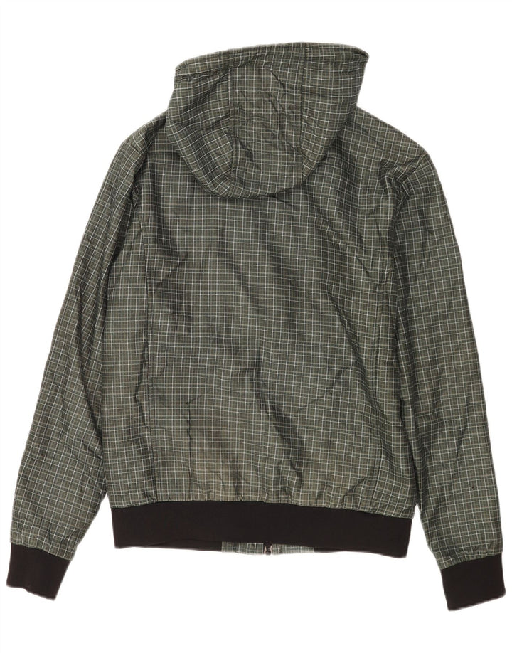 Zara Ανδρικό Bomber Jacket με κουκούλα UK 38 Medium Green Check Polyester