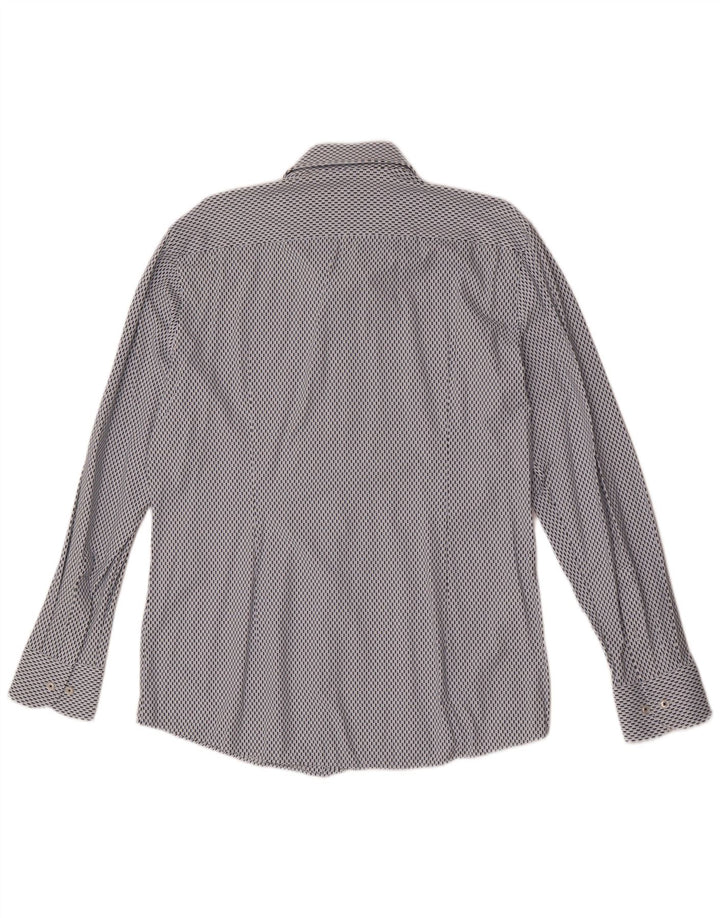 Ανδρικό πουκάμισο Hugo Boss Slim Fit μέγεθος 41 16 Μεγάλο μπλε γεωμετρικό πολυαμίδιο