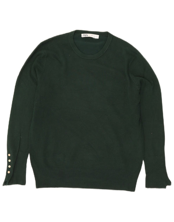 Zara Γυναικείο πουλόβερ με λαιμόκοψη UK 18 XL Πράσινη βισκόζη