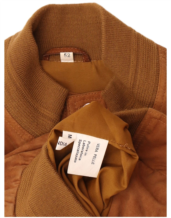 Vintage Ανδρικό Suede Bomber Jacket IT 52 XL Καφέ Δερμάτινο