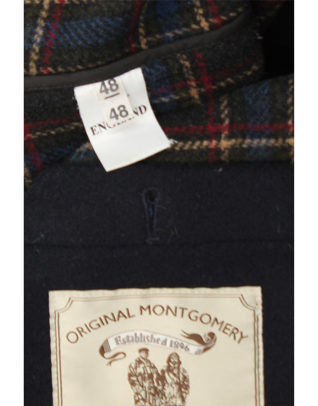 MONTGOMERY Ανδρικό παλτό Duffle με κουκούλα UK 48 4XL Navy Blue Wool
