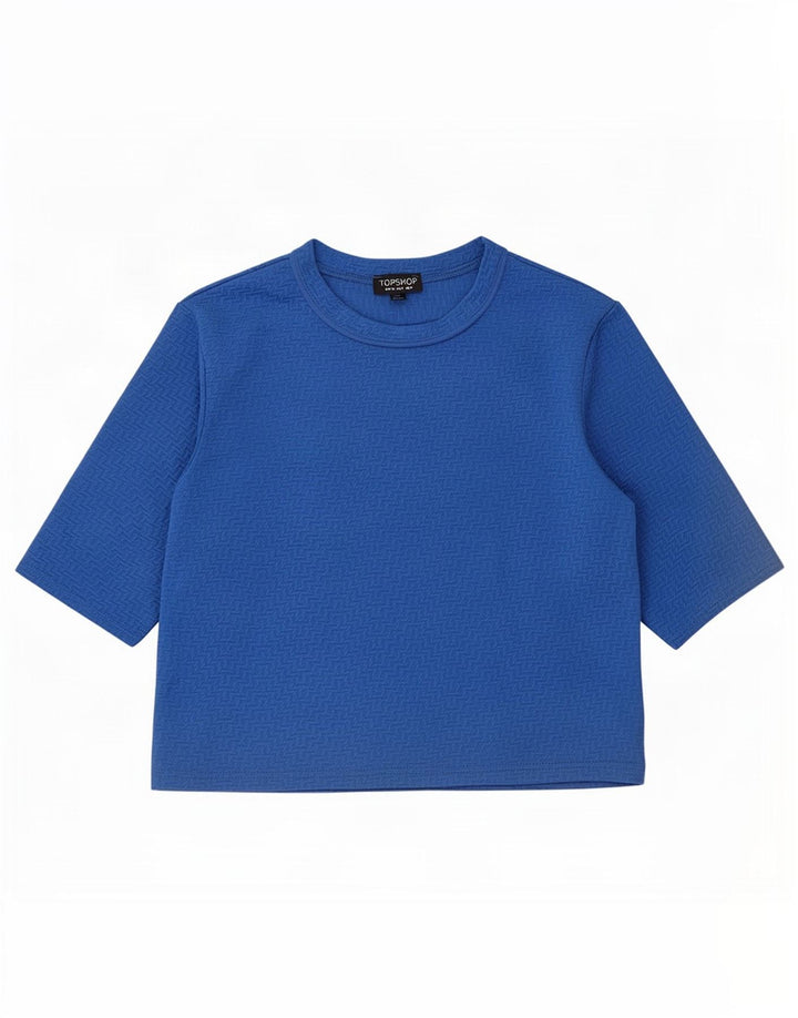 Topshop Γυναικείο T-Shirt Top UK 8 Small Blue Polyester