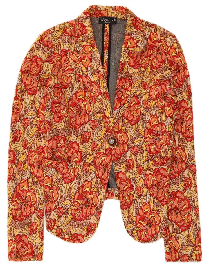 Vintage γυναικείο σακάκι 1 κουμπιού Blazer UK 10 Small πολύχρωμο Floral