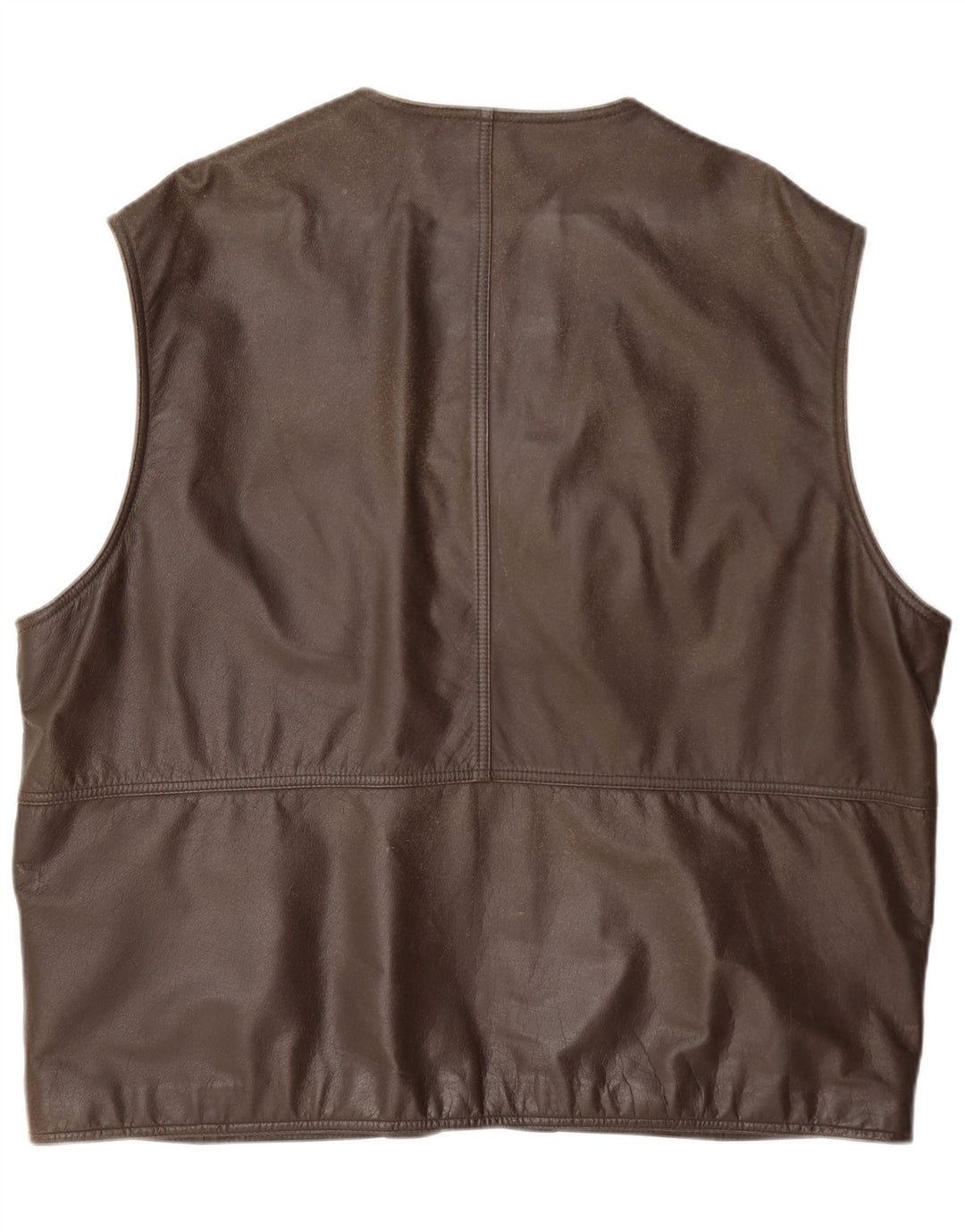 Itallo Mens Leather Utility Gilet IT 60 4XL Καφέ