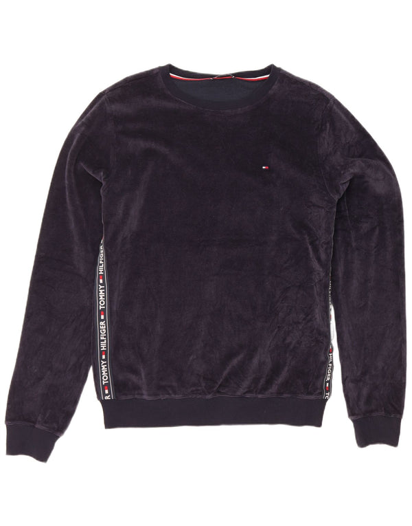 Γραφικό βελούδινο ανδρικό φούτερ Tommy Hilfiger Jumper Medium Navy Blue