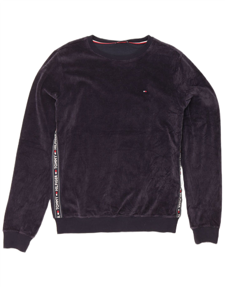 Γραφικό βελούδινο ανδρικό φούτερ Tommy Hilfiger Jumper Medium Navy Blue