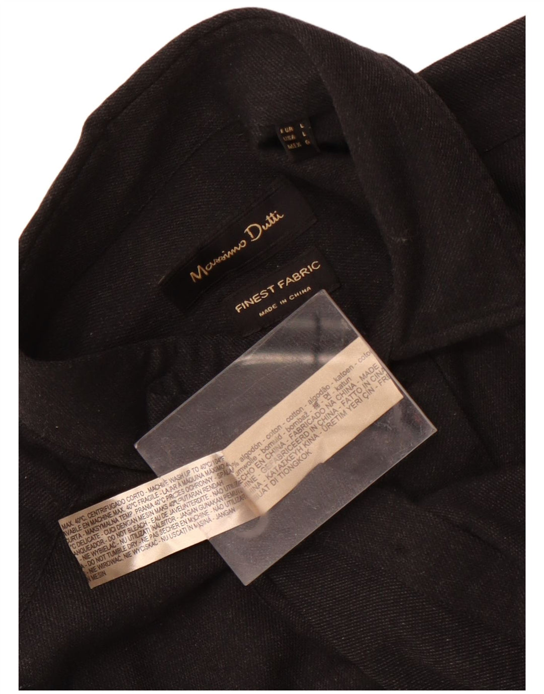 Ανδρικό πουκάμισο Massimo Dutti, μεγάλο μαύρο βαμβακερό