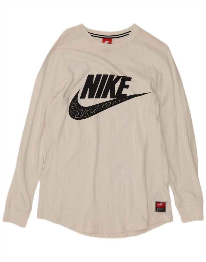 Ανδρικό γραφικό μπλουζάκι Nike, μακρυμάνικο, μεσαίο λευκό βαμβακερό