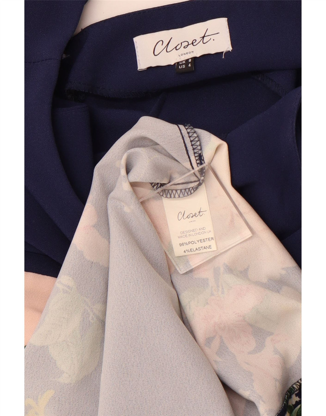 ΝΤΟΥΛΑΠΑ Γυναικείο Αμάνικο Bodycon Φόρεμα UK 8 Small Navy Blue Floral