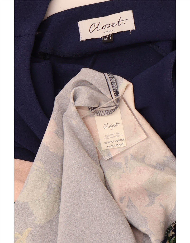 ΝΤΟΥΛΑΠΑ Γυναικείο Αμάνικο Bodycon Φόρεμα UK 8 Small Navy Blue Floral