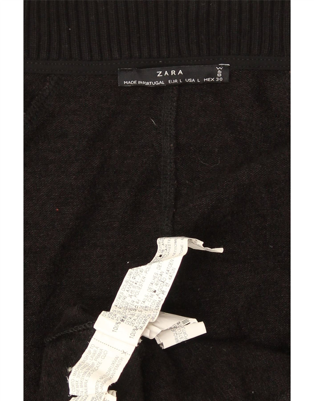 Zara Γυναικείο πουλόβερ Longline Ζακέτα UK 16 μεγάλο μαύρο πολυεστέρα