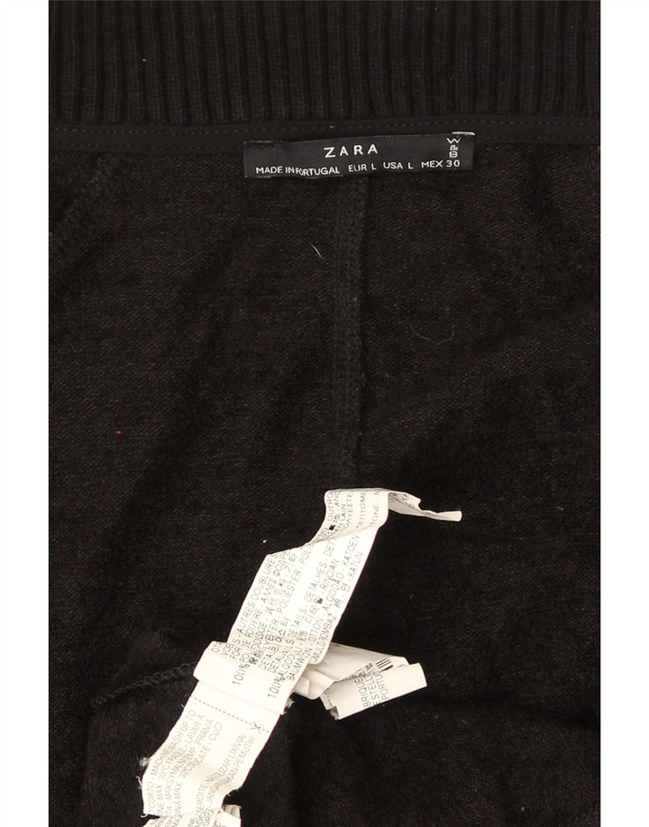 Zara Γυναικείο πουλόβερ Longline Ζακέτα UK 16 μεγάλο μαύρο πολυεστέρα