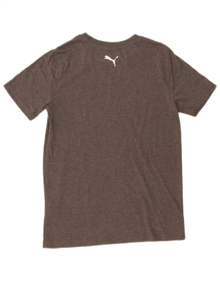 Γραφικό μπλουζάκι Puma για κορίτσια 10-11 ετών μεσαίο βαμβακερό γκρι