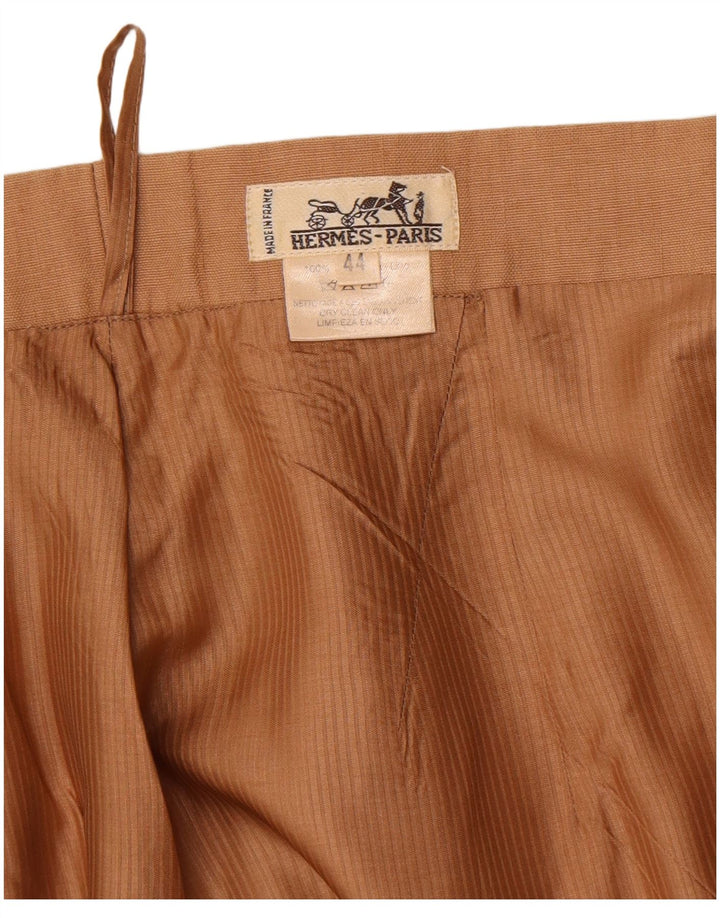 HERMES Γυναικεία ίσια Φούστα IT 44 Medium W30 Μπεζ Λινό