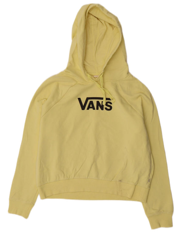 Vans Γυναικεία υπερμεγέθη γραφικά Crop Hoodie Jumper UK 10 Small κίτρινο βαμβάκι