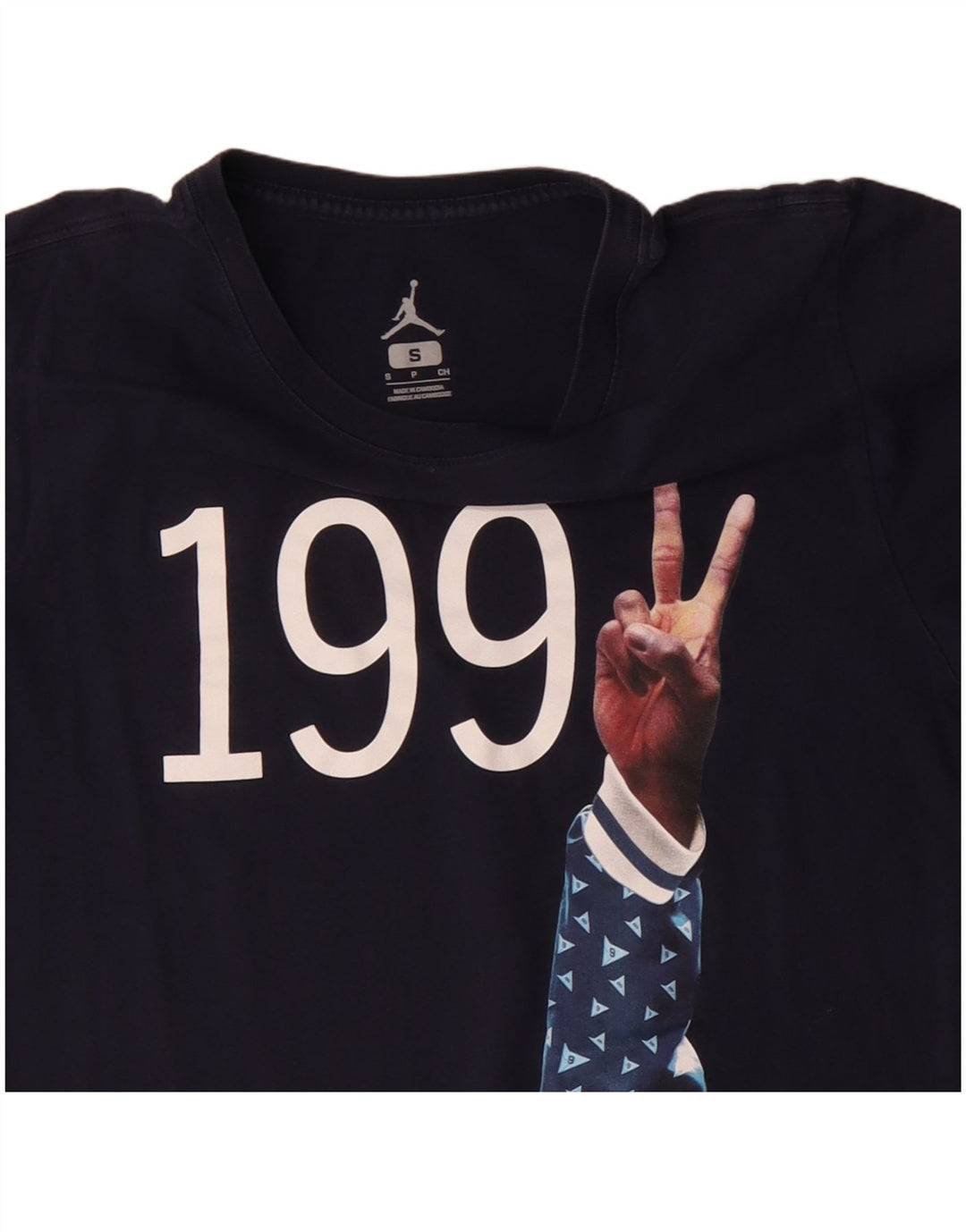 JORDAN Ανδρικό γραφικό T-Shirt Top Small Navy Blue Cotton