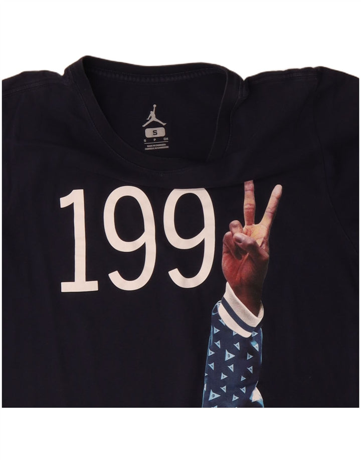 JORDAN Ανδρικό γραφικό T-Shirt Top Small Navy Blue Cotton