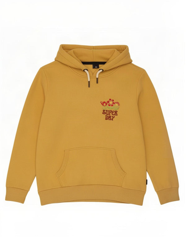 Superdry Γυναικείο Γραφικό Hoodie Jumper UK 12 μεσαίο κίτρινο βαμβακερό